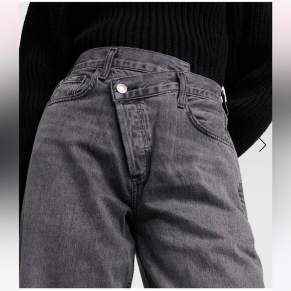 Agolde Criss Cross 90s Pinch Waist Straight Jeans Black Grey Size 25 - Picture 2 of 16